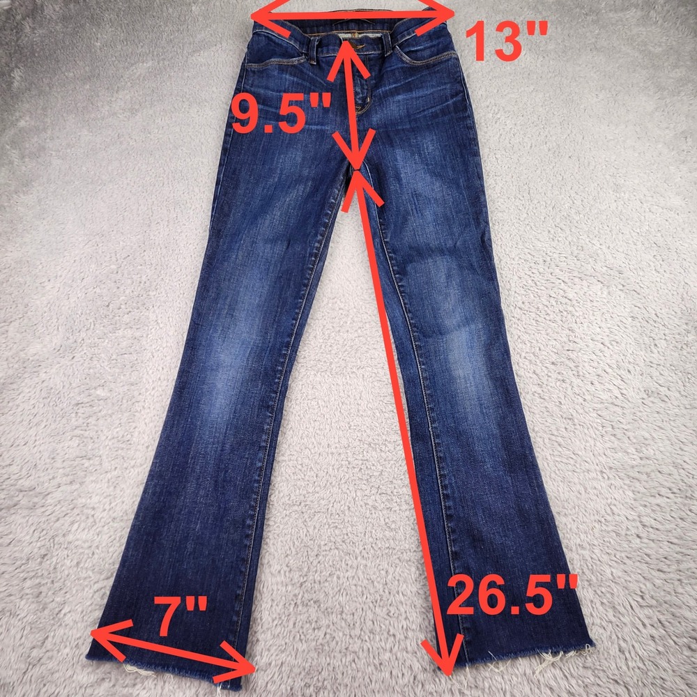 J Brand Remy Jeans Womens 26 Blue Storm Raw Hem Flare Made in USA Hipster Boho - Picture 3 of 9